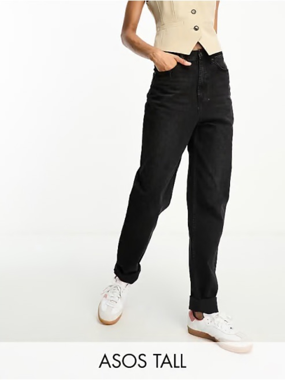 ASOS Design Tall black mom jeans